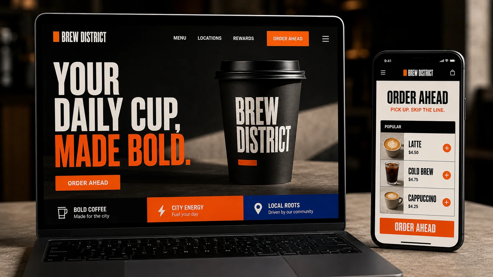 Next-gen responsive website and mobile ordering application interface